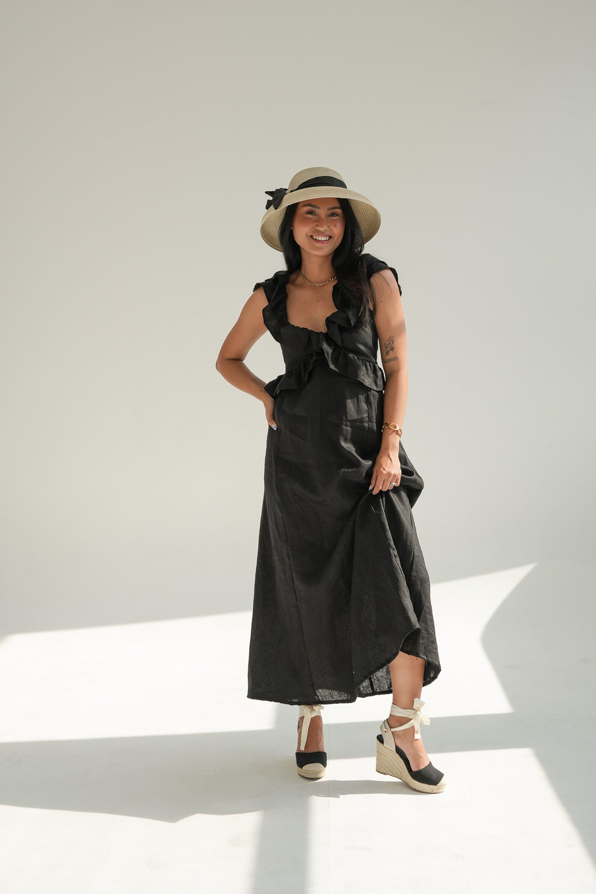 PRE ORDER LILLY FRILL DRESS | BLACK