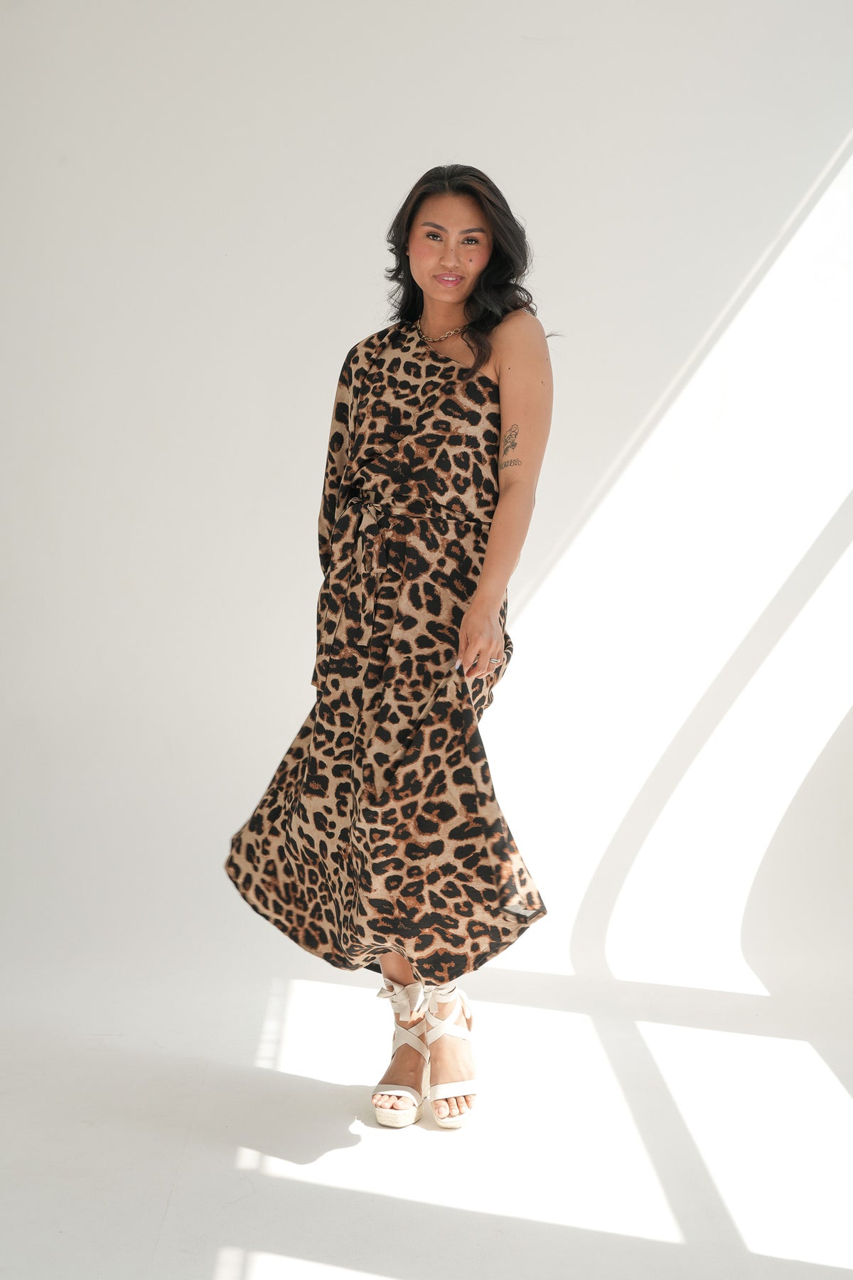 ONE SHOULDER BLOUSE | ANIMAL PRINT