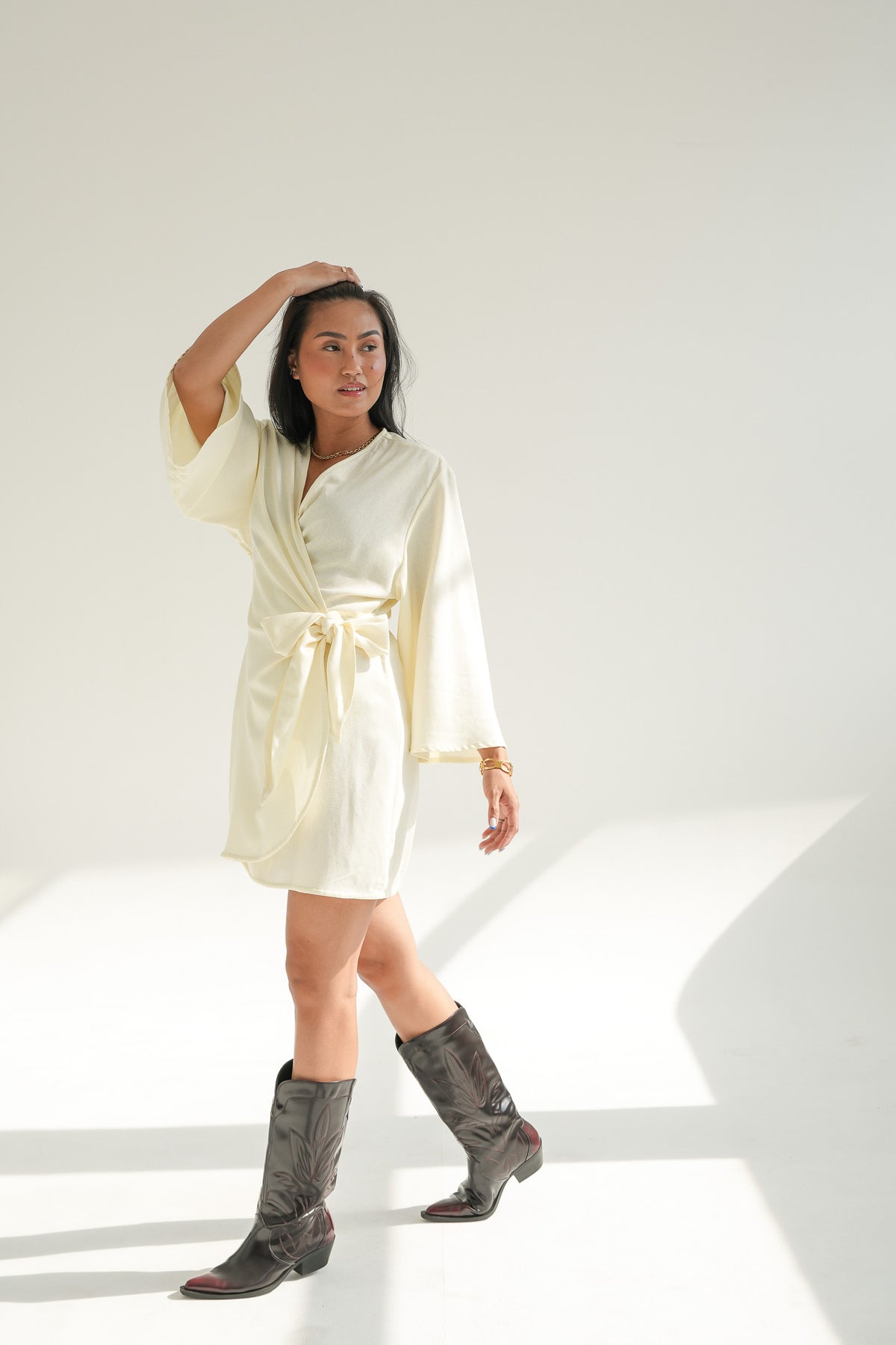MINI WRAP DRESS | LIGHT YELLOW