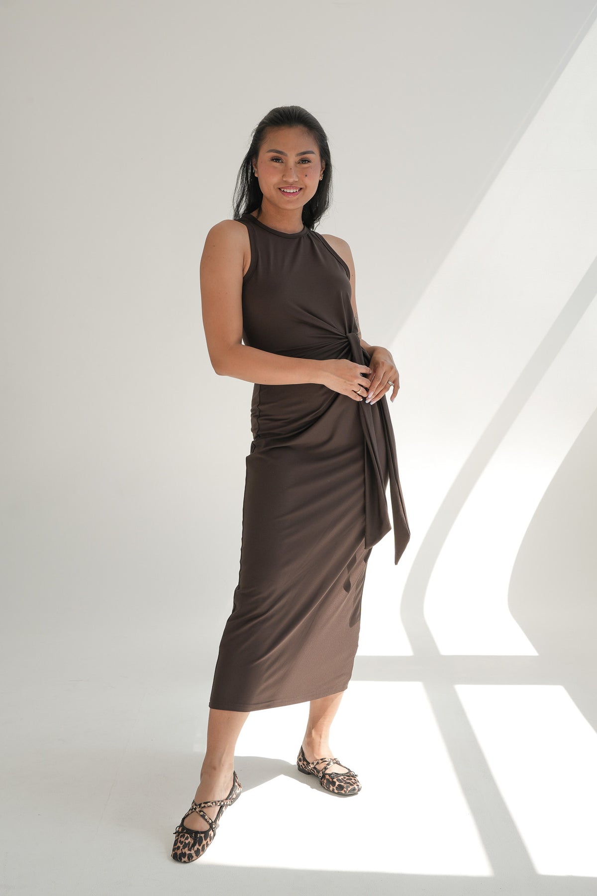 KNOT DRESS | BROWN