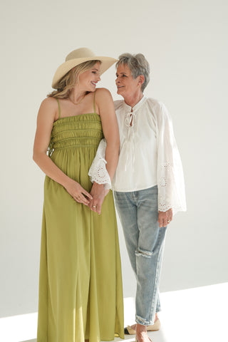 KEYHOLE ANGLAISE BLOUSE WHITE