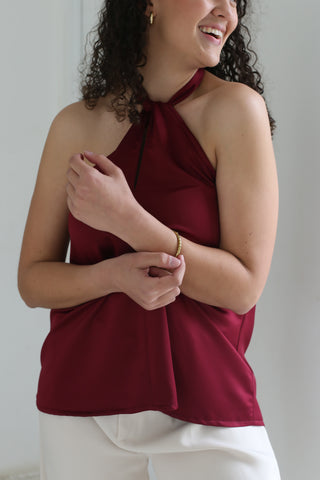HALTERNECK BLOUSE | BURGUNDY