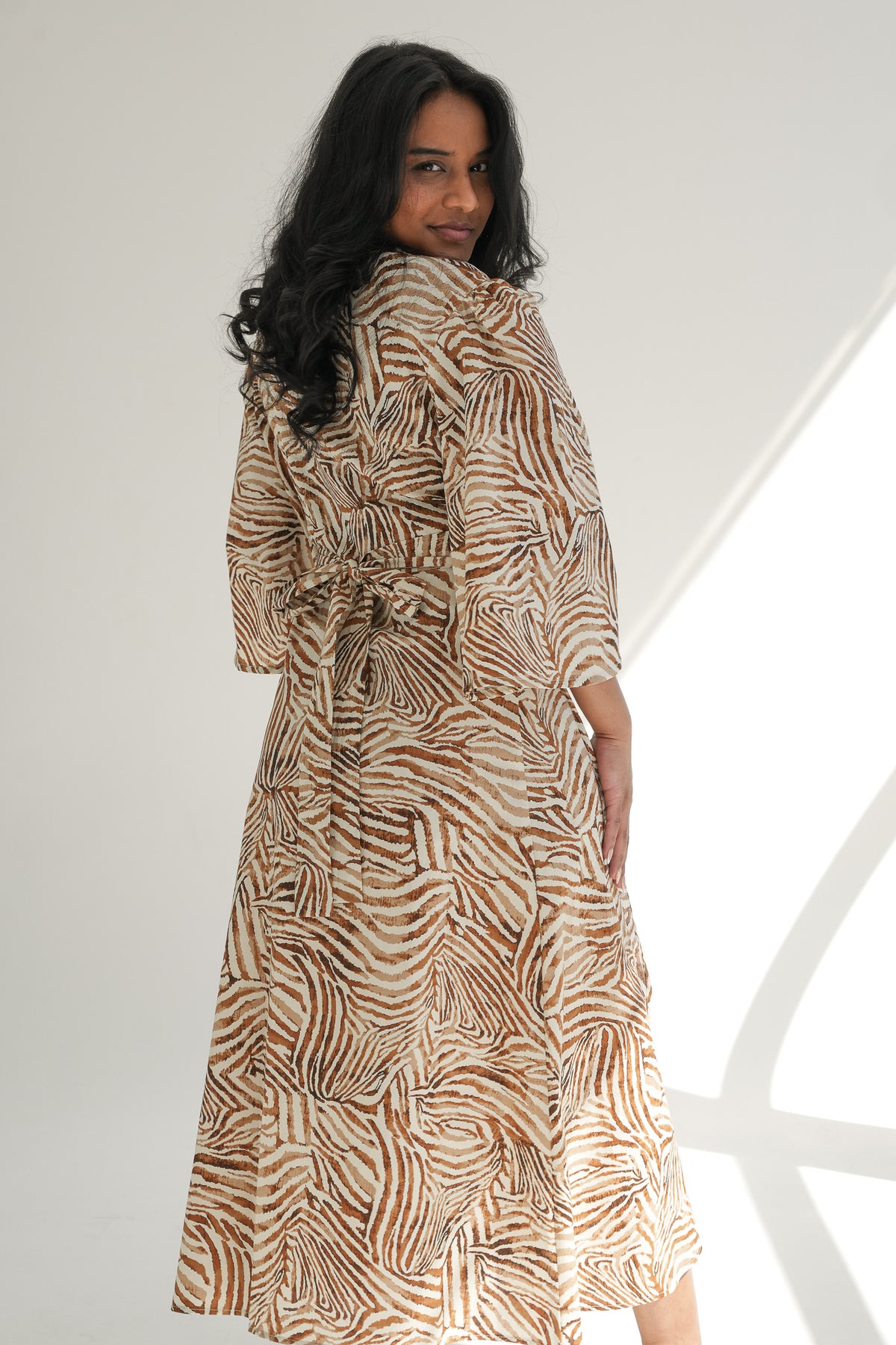 BELL SLEEVE WRAP DRESS | ABSTRACT PRINT