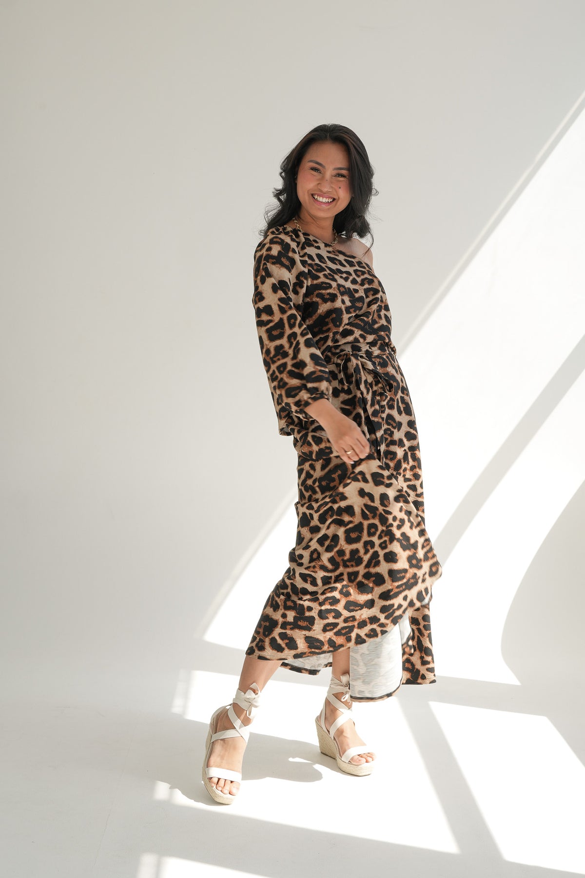 ONE SHOULDER BLOUSE | ANIMAL PRINT