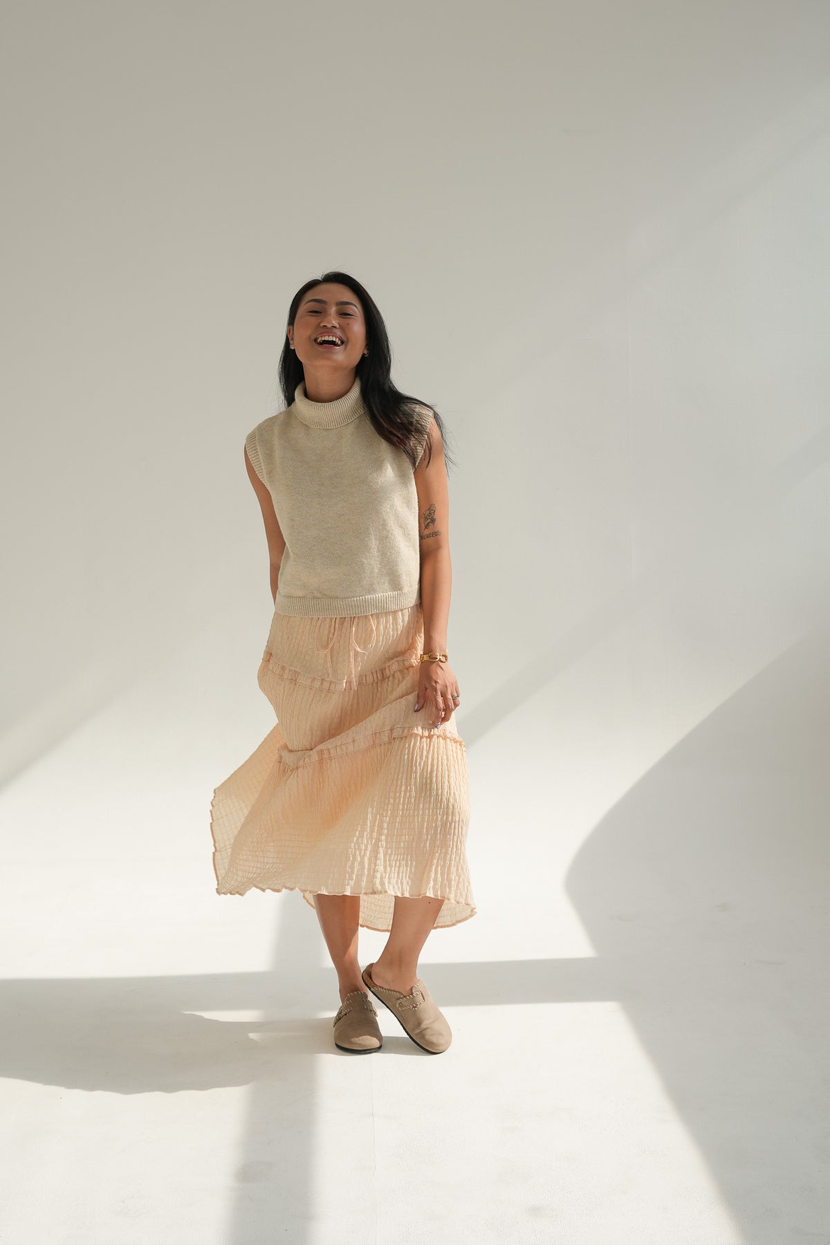 SLEEVELESS PULL OVER | CREAM