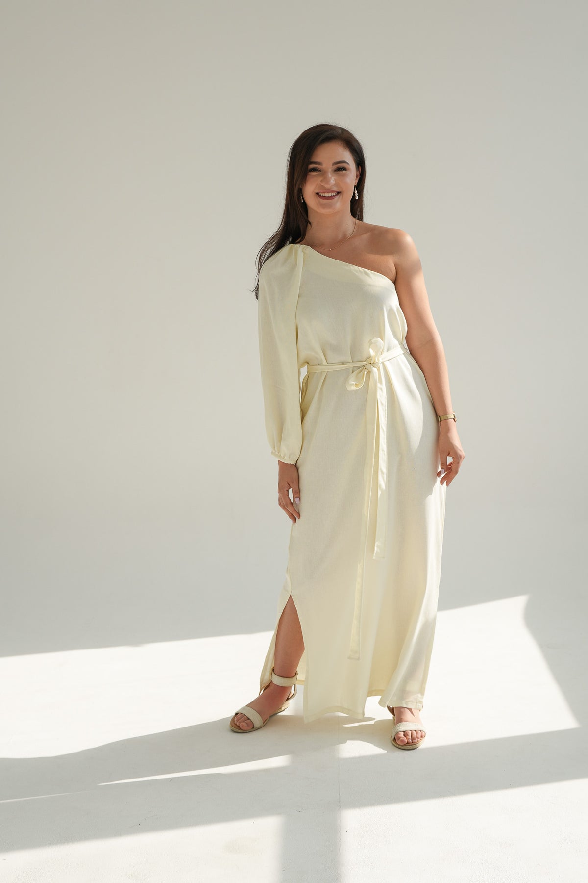 ONE SHOULDER DRESS | LIGHT YELLOW