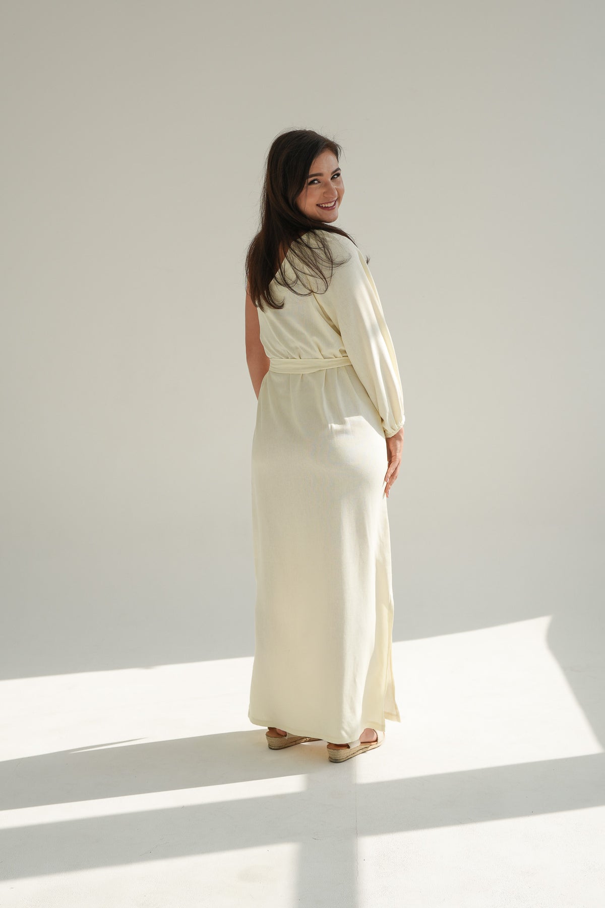 ONE SHOULDER DRESS | LIGHT YELLOW