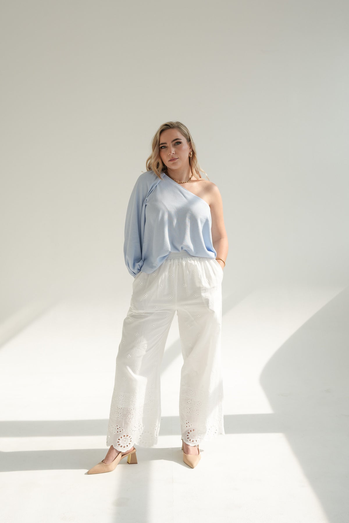 WIDE LEG PANTS | ANGLAISE WHITE