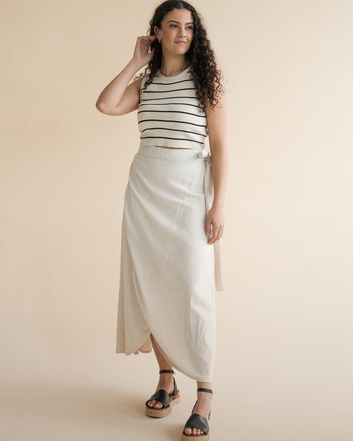 OATMEAL WRAP SKIRT