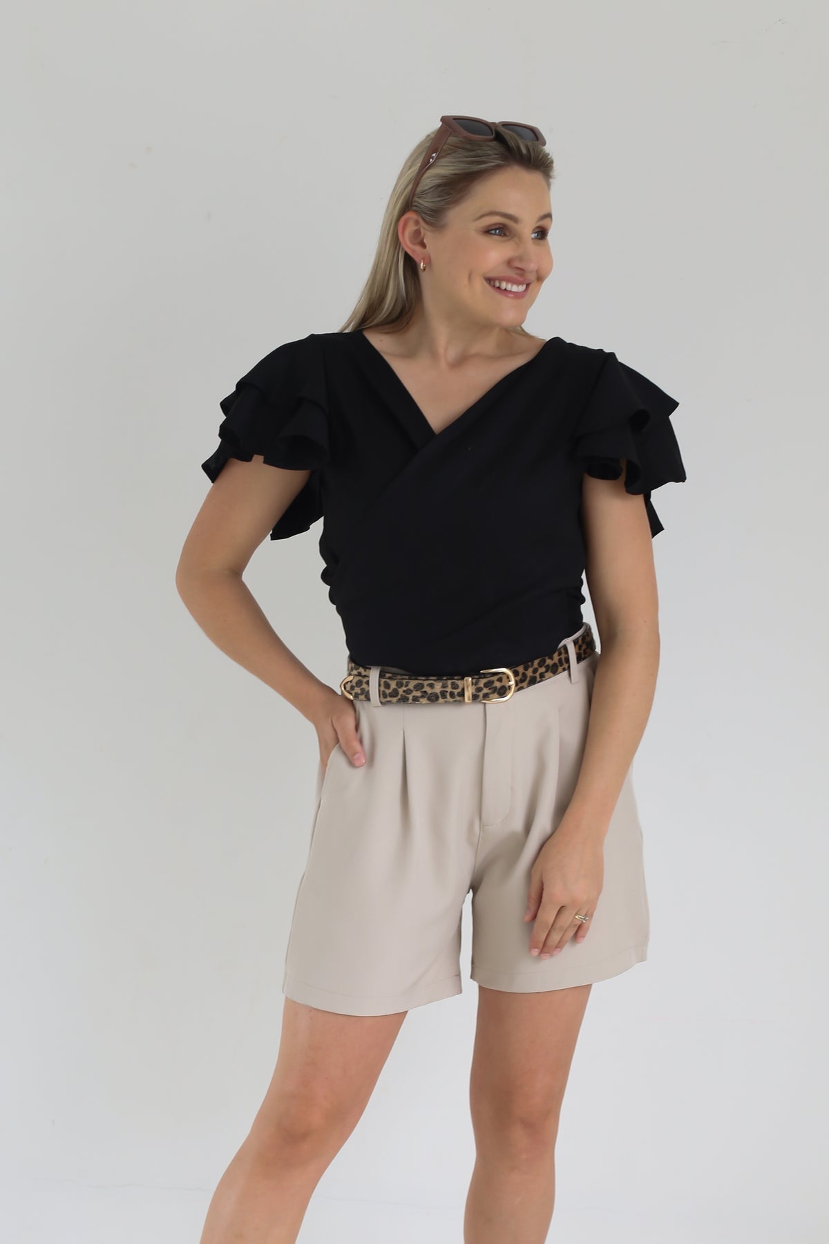 DOUBLE FRILL BLOUSE | BLACK