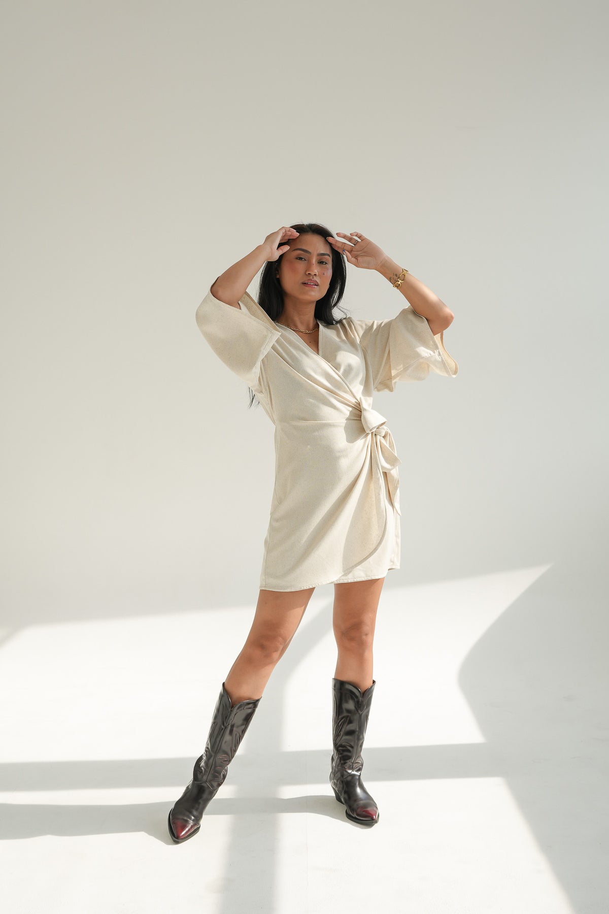 MINI WRAP DRESS | OATMEAL