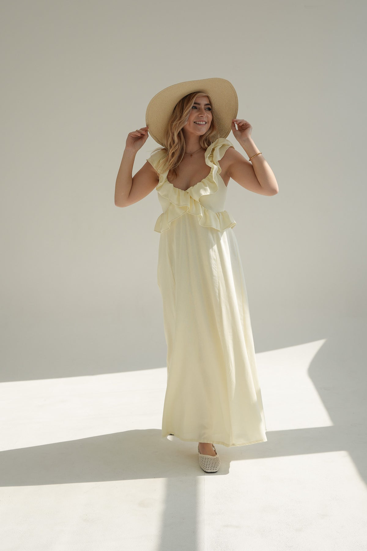 PRE ORDER LILLY FRILL DRESS | LIGHT YELLOW