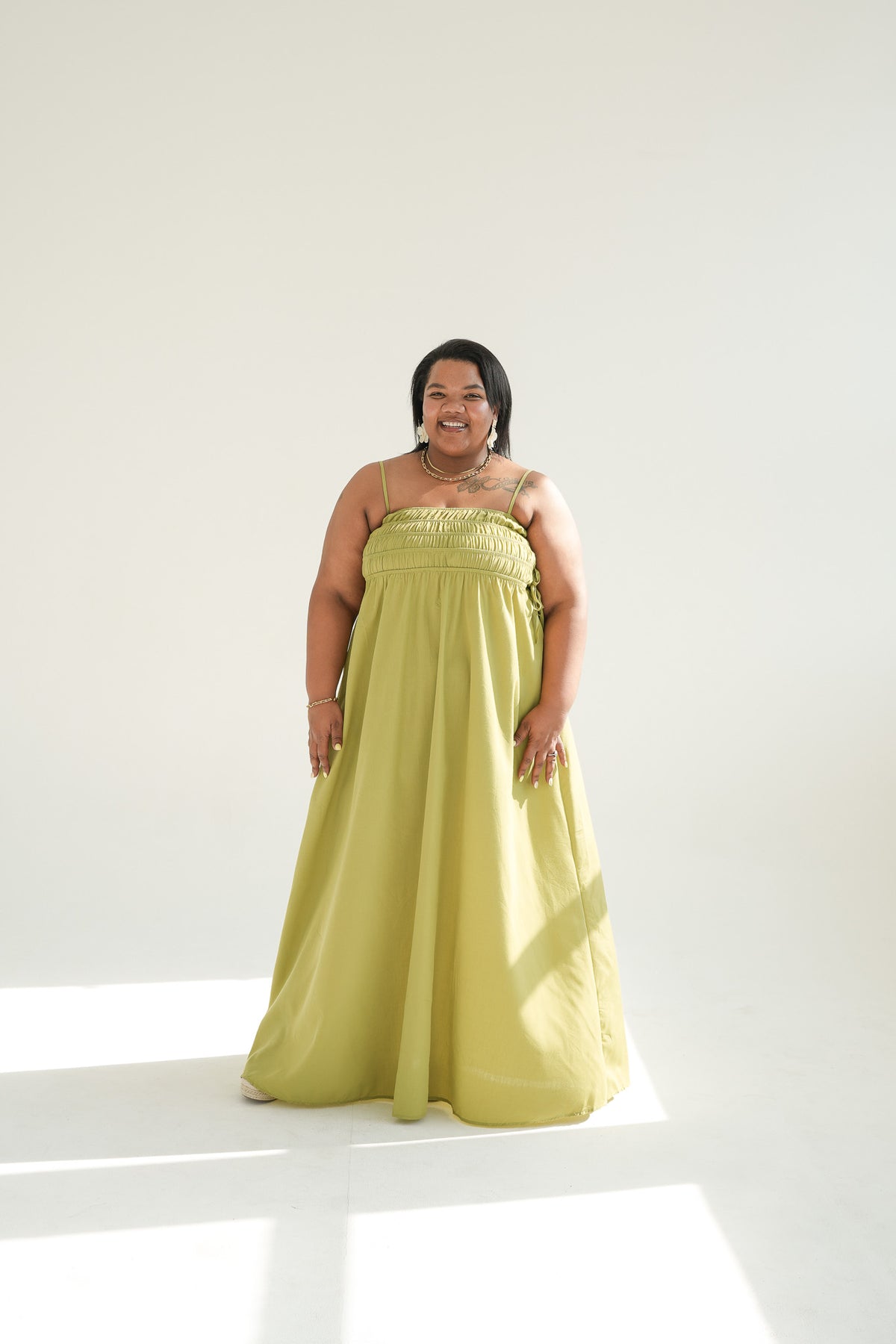 DRAWSTRING DRESS | GREEN