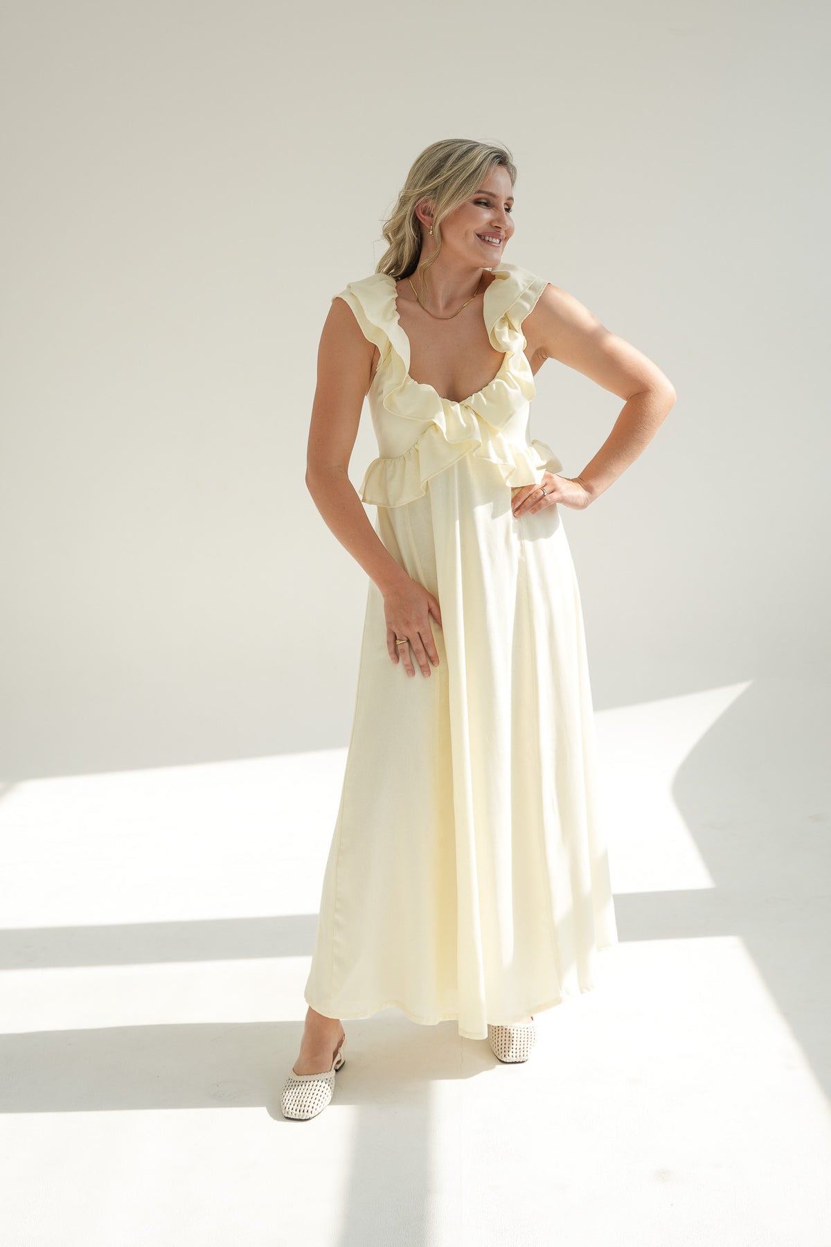 PRE ORDER LILLY FRILL DRESS | LIGHT YELLOW
